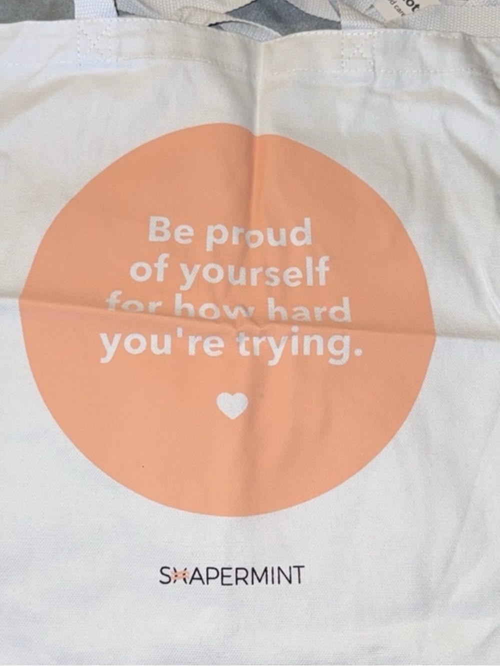 Shapermint White Tote with Peach Circle Motivational Print